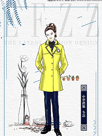 亮黃色女款學(xué)生服校服款式設(shè)計圖071