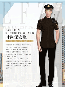 深咖啡色男款短袖保安服設(shè)計(jì)圖369