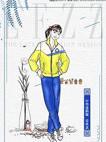 時(shí)尚淺黃色運(yùn)動(dòng)服款學(xué)生服校服款式設(shè)計(jì)圖075