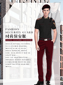 時尚黑色男款短袖保安服款式效果圖376