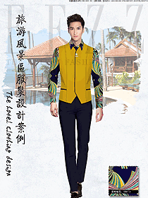 原創(chuàng)制服設(shè)計(jì)淺黃色男款西餐服務(wù)員服裝款式圖1311