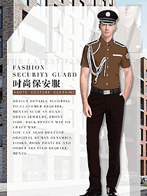 新款淺咖色男款短袖保安服款式設(shè)計(jì)圖377