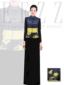新款長袖女款酒店中餐迎賓制服設計圖620
