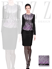 新款紫紅色女款酒店中餐領(lǐng)班服裝款式圖123