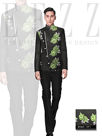 原創(chuàng)制服設(shè)計(jì)長(zhǎng)袖男款中餐服務(wù)員服裝款式圖1039