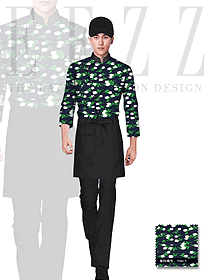 時尚深藍色長袖男款快餐廳服裝款式設計圖103