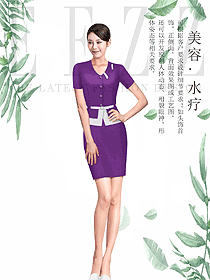 時(shí)尚紫色女款總臺(tái)收銀接待制服設(shè)計(jì)圖424