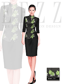 新款長袖女款中餐服務員服裝設計圖1625