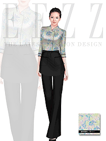 時(shí)尚圍裙款女款中餐服務(wù)員款式設(shè)計(jì)圖1621