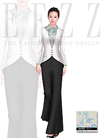 時(shí)尚白色長(zhǎng)袖女款西餐咨客服裝款式圖525