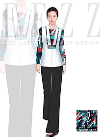 新款長袖女款西餐服務(wù)員服裝款式圖1133