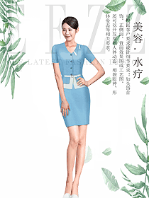 新款淺藍(lán)色總臺收銀接待制服設(shè)計圖426