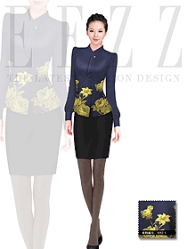 時尚女款中餐服務(wù)員款式設(shè)計圖1627