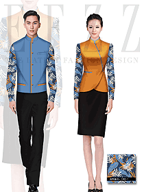 時(shí)尚長(zhǎng)袖男女款中餐傳菜員制服設(shè)計(jì)圖141