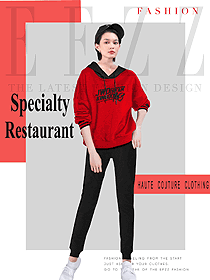 原創(chuàng)設(shè)計紅色長袖女款快餐廳服務(wù)員服裝款式圖257