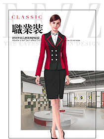 紅色女秋冬職業(yè)裝設(shè)計(jì)效果圖1535