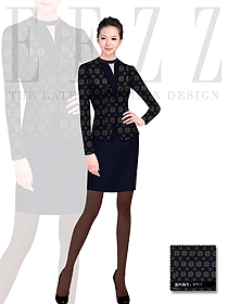 時(shí)尚黑色長(zhǎng)袖女秋冬職業(yè)裝制服設(shè)計(jì)圖1109