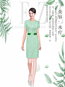 原創(chuàng)制服設(shè)計(jì)淺綠色女款按摩技師服裝款式圖1448