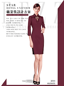 原創(chuàng)制服設(shè)計暗紅色女職業(yè)裝夏裝款式圖763