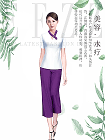 原創(chuàng)制服設(shè)計白色短袖女款按摩技師服裝款式圖1454