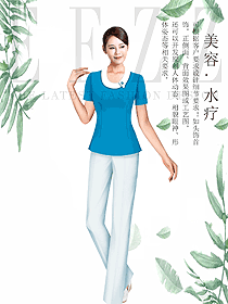 時尚短袖女款按摩技師服款式設(shè)計圖1461
