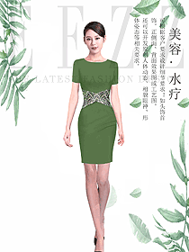 時尚短袖女款按摩技師服款式設(shè)計圖1467