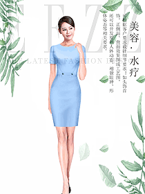 新款淺藍(lán)色短袖女款按摩技師服款式設(shè)計(jì)圖1468