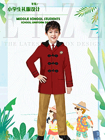 原創(chuàng)制服設(shè)計暗紅色大衣款學(xué)生服校服款式圖095