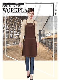 咖啡色圍裙款快餐廳服裝款式設(shè)計圖302