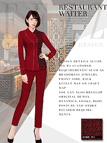 新款長袖女款中餐服務(wù)員制服款式設(shè)計(jì)圖2029