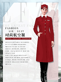 原創(chuàng)設(shè)計(jì)玫紅色大衣款空姐制服款式圖814