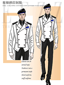 時(shí)尚白色長(zhǎng)袖男款獵裝保安工作制服設(shè)計(jì)圖336