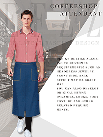 粉紅色長袖男款快餐廳服裝款式設(shè)計圖310