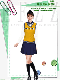 時尚女款學(xué)生服校服款式設(shè)計圖112