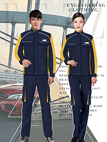 新款藏藍色汽修服工程服款式效果圖1240