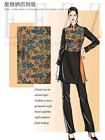 時尚女款中餐服務(wù)員服裝款式圖2033