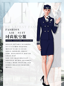新款藏藍(lán)色空姐制服款式效果圖818