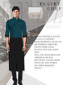 綠色長(zhǎng)袖男款快餐廳服裝款式設(shè)計(jì)圖313