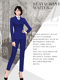 時(shí)尚深藍(lán)色女秋冬職業(yè)裝制服設(shè)計(jì)圖1596