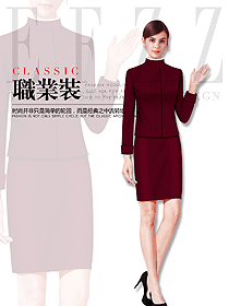 原創(chuàng)制服設(shè)計(jì)玫紅色女秋冬職業(yè)裝款式效果圖1597