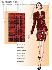 新款玫紅色女款酒店大堂服裝款式圖1205