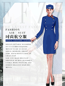 新款藍(lán)色空姐制服款式效果圖824