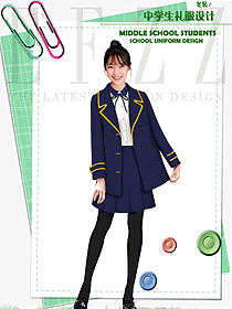 新款藏藍色女款學(xué)生服校服款式設(shè)計圖121