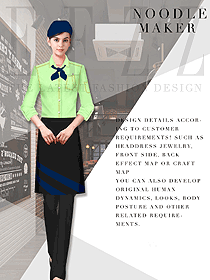 新款淺綠色女款快餐廳服務(wù)員制服設(shè)計(jì)圖322