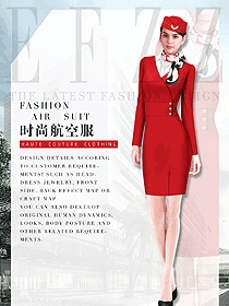 時(shí)尚紅色連衣裙款空姐制服設(shè)計(jì)圖828