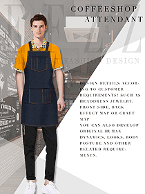 新款圍裙款快餐廳服務(wù)員制服設(shè)計圖328