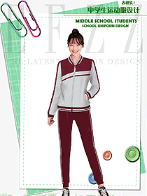 原創(chuàng)制服設(shè)計(jì)暗紅色女款學(xué)生服校服款式圖131