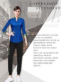 時尚女款快餐廳服務(wù)員服裝款式設(shè)計圖330