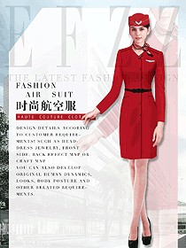 原創(chuàng)設(shè)計(jì)紅色連衣裙款空姐制服款式圖838