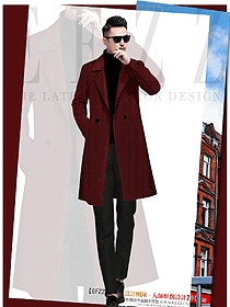 原創(chuàng)制服設(shè)計玫紅色男款職業(yè)裝大衣服裝款式圖124